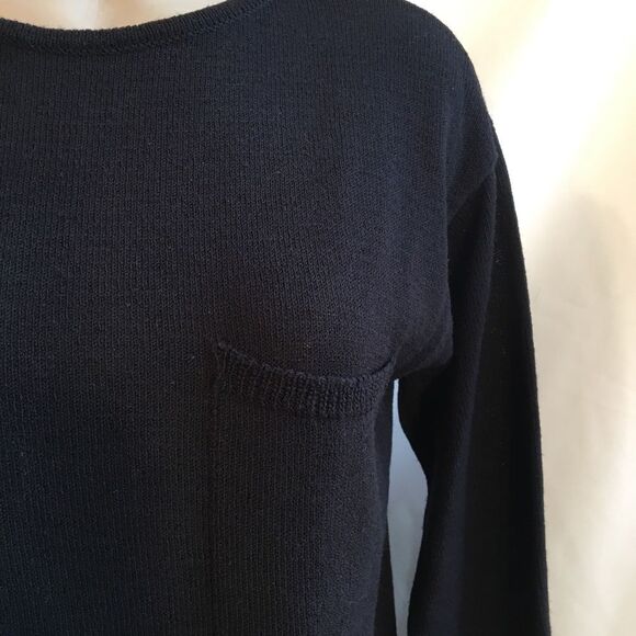 Joan & David Black Wool Long Sleeve Crewneck Knit Sweater L - Picture 5 of 8